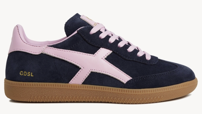**Pre-Order** Approx. Delivery mid April - Goodsole Crossroads Suede Sneaker - Navy/Pink