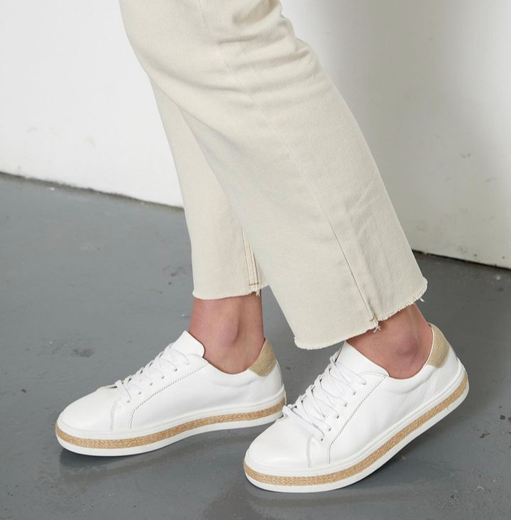 Alfie & Evie Princeton Linen Trim Sneaker - White