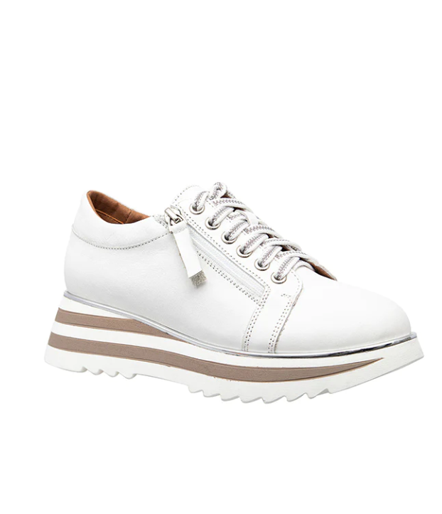 Alfie & Evie 'Hosting' Platform Leather Sneaker - White