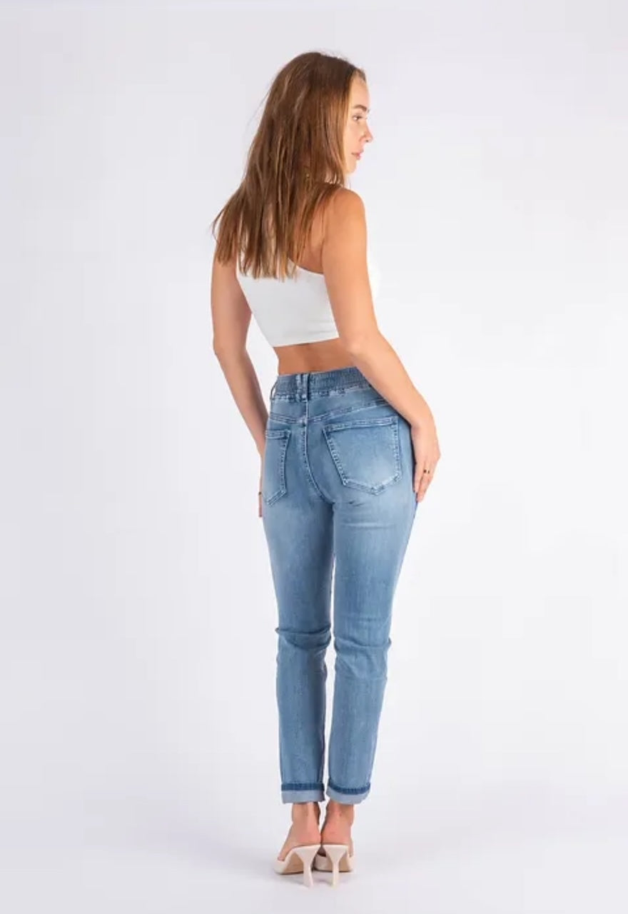 Morgan Pull On Jogger Jeans - Blue Denim