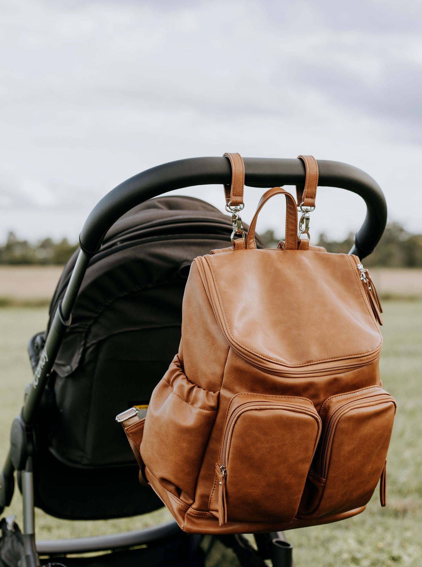 OiOi Faux Leather Nappy Backpack - Tan