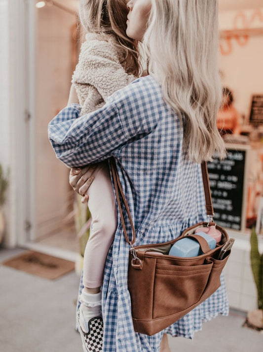 OiOi Faux Leather Stroller Organiser/Pram Caddy - Tan