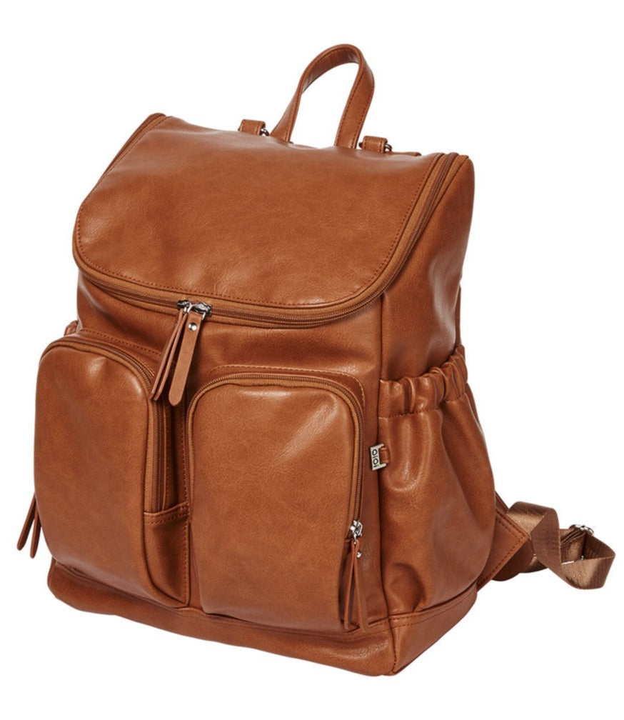 OiOi Faux Leather Nappy Backpack - Tan