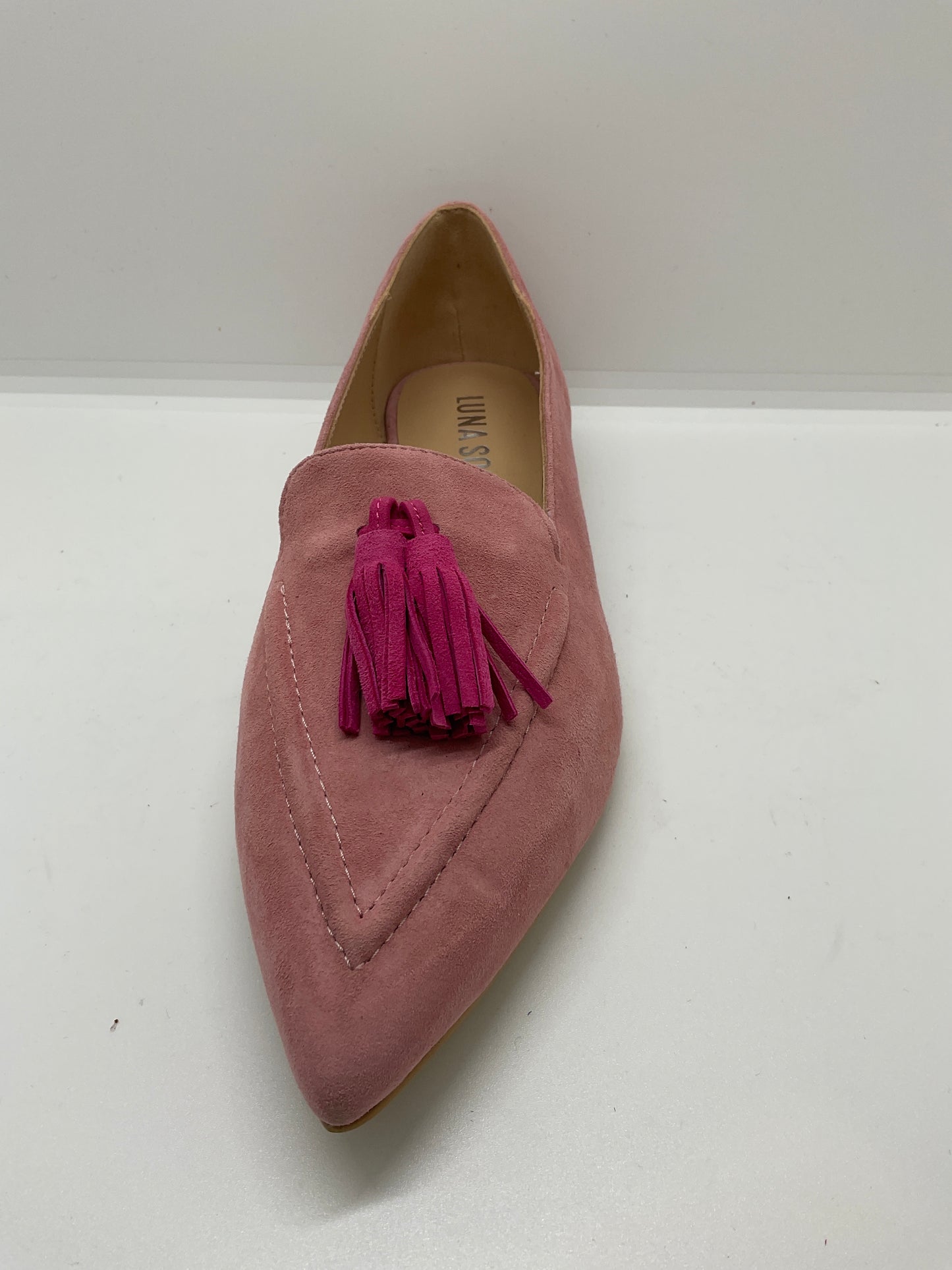 Luna sole pink / fuchsia suede loafers  ￼