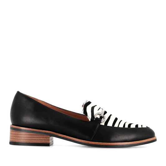 Bresley Royal Leather Loafer Shoe - Black Zebra