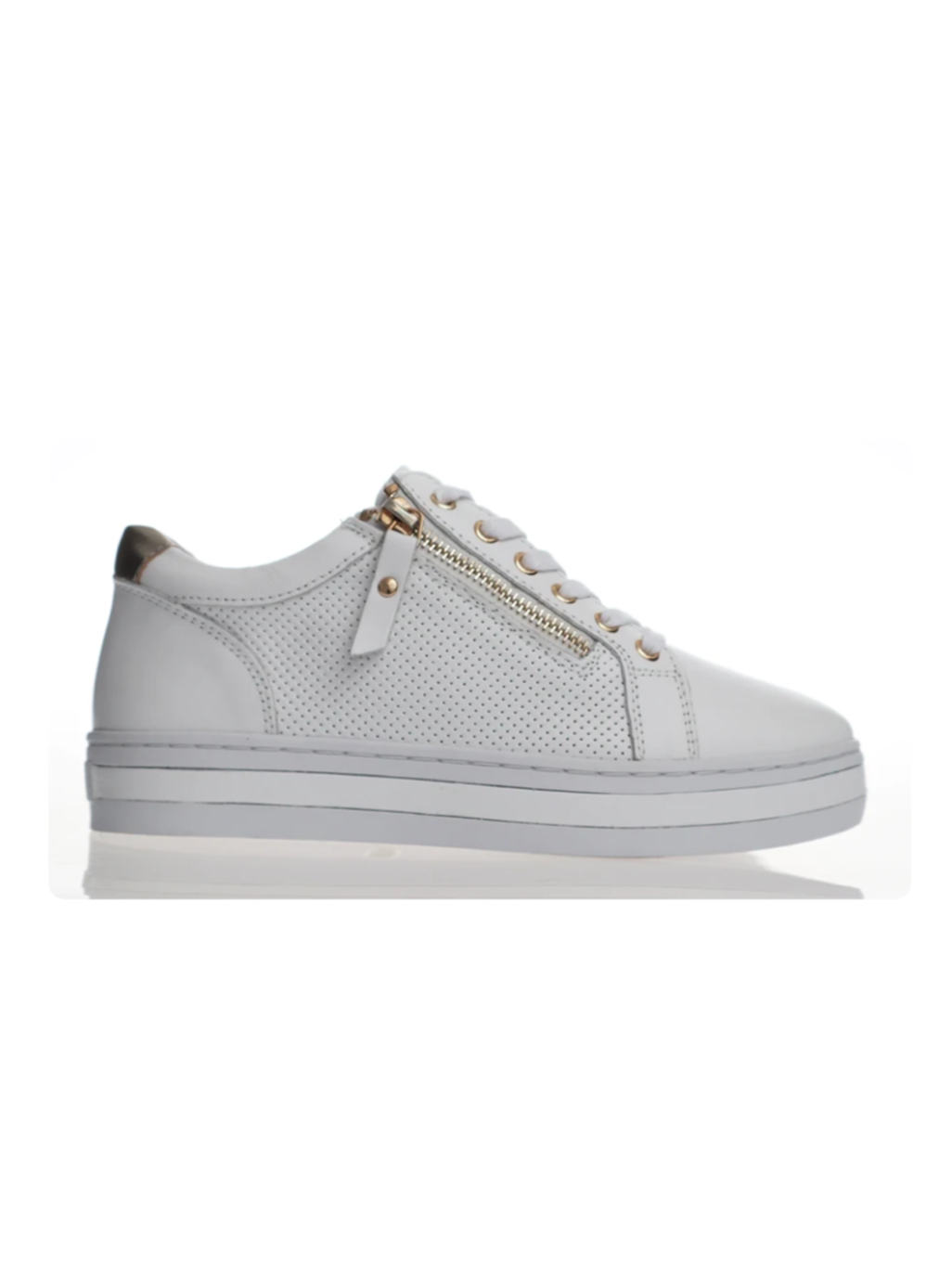 Alfie & Evie Pinny White Gold Leather Sneaker - White