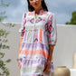 Sylvie Cotton Mediterranean Dress - White Multi