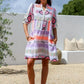 Sylvie Cotton Mediterranean Dress - White Multi