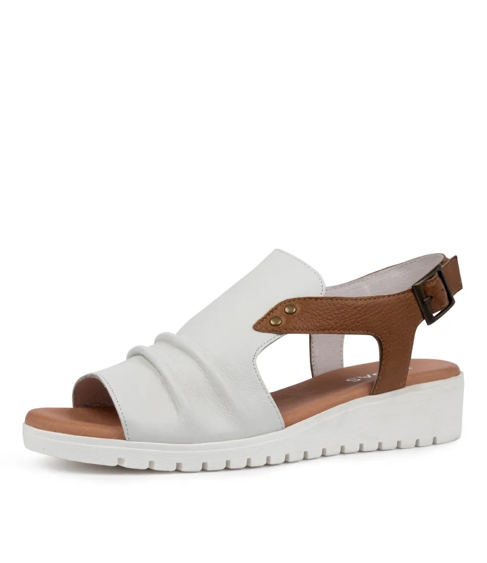 Django & Juliette Madis Leather Sandal - White/Dark Tan