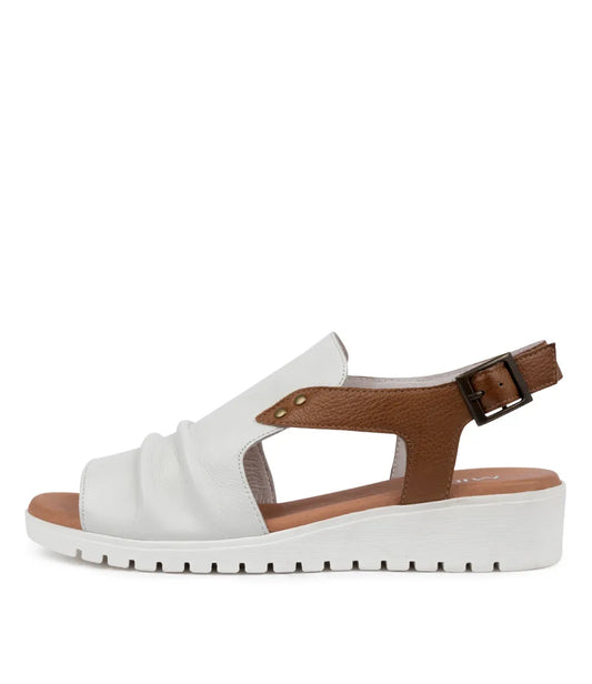 Django & Juliette Madis Leather Sandal - White/Dark Tan