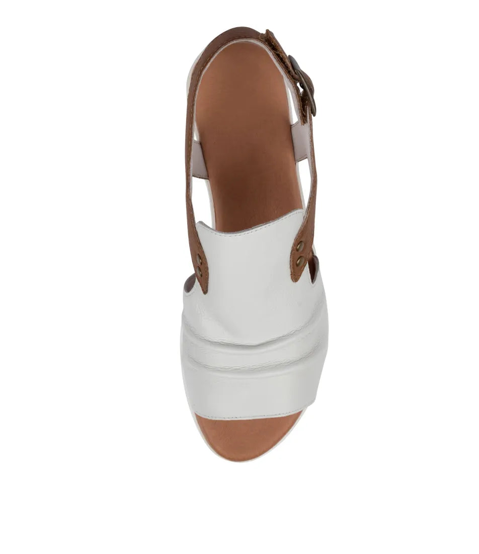 Django & Juliette Madis Leather Sandal - White/Dark Tan