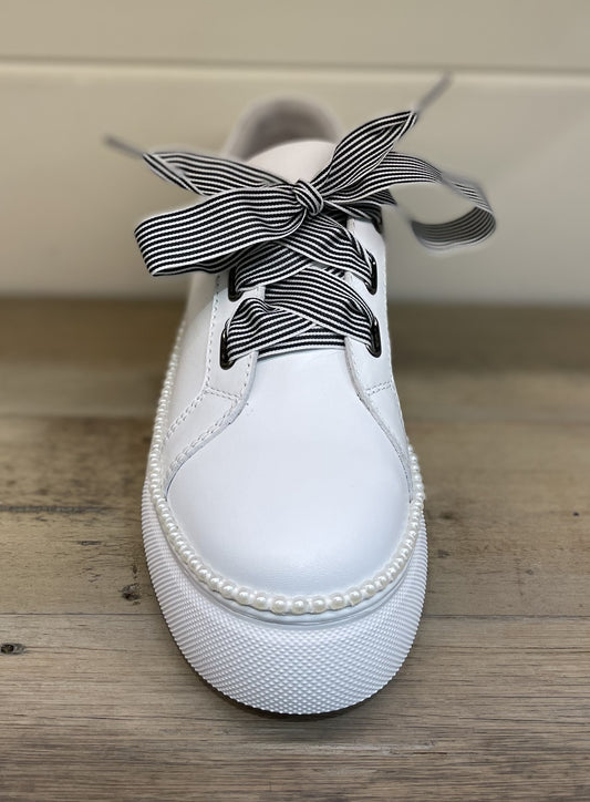 Gelato Earliest Leather Sneaker Stripe Lace - White