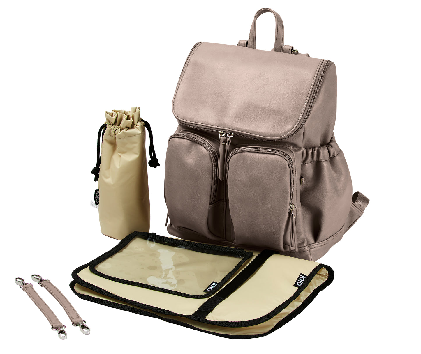 OiOi Faux Leather Nappy Backpack - sand